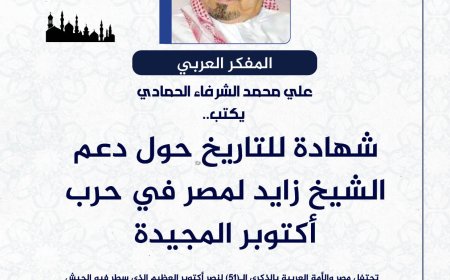 المفكر العربي علي محمد الشرفاء الحمادي يكتب.. شهادة للتاريخ حول دعم الشيخ زايد لمصر في حرب أكتوبر المجيدة