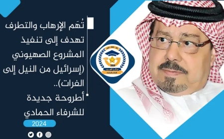 تُهَم الإرهاب والتطرف تهدف إلى تنفيذ المشروع الصهيوني (إسرائيل من النيل إلى الفرات).. أطروحة جديدة للشرفاء الحمادي